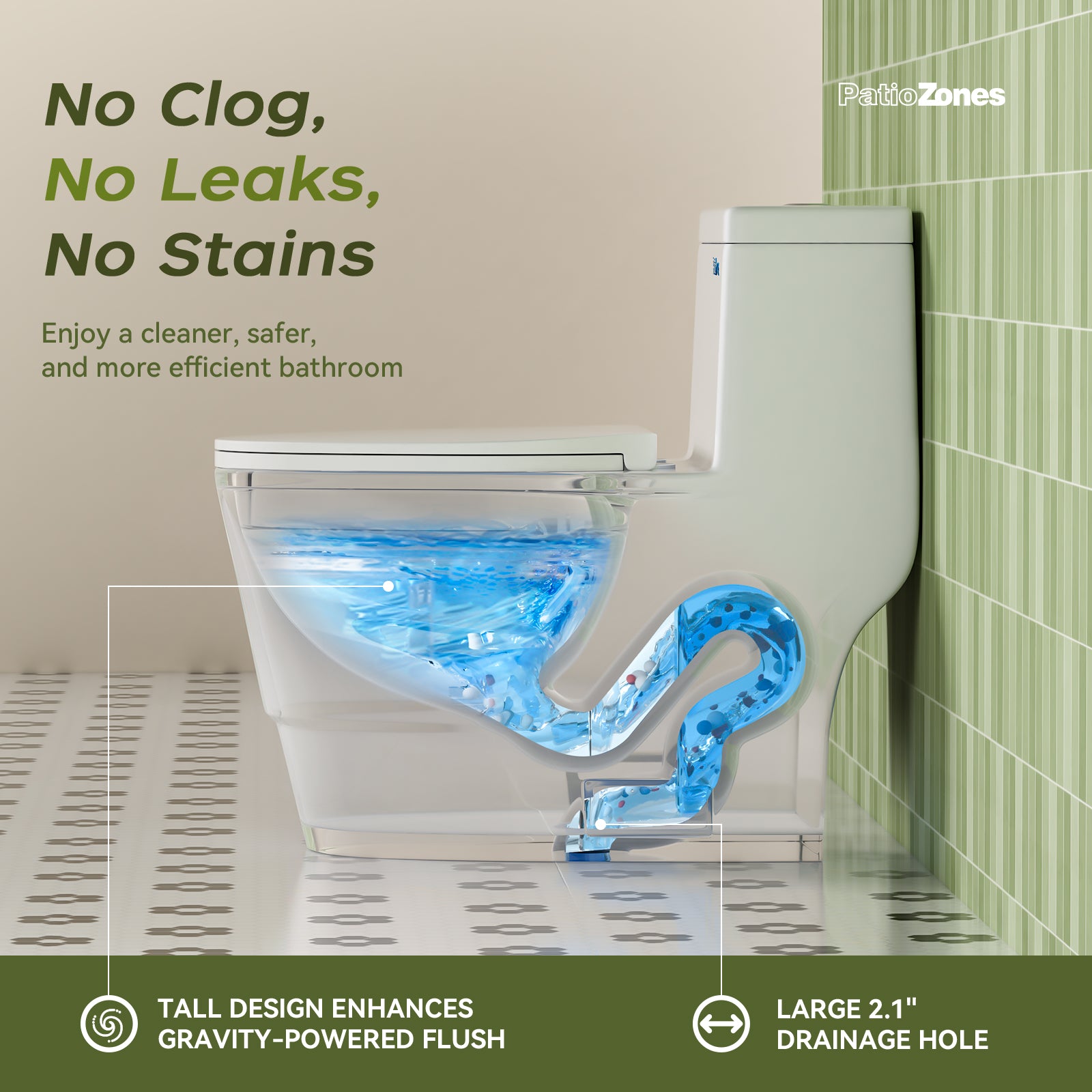 Compact Elongated 17" ADA Height One Piece Toilet with Soft-Closing Seat